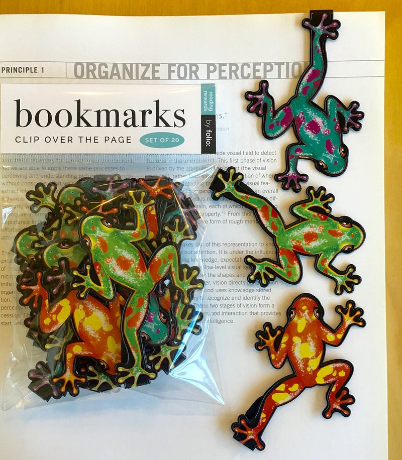 Folio Frog Bookmarks - Clip & Organize, Pack of 20 Funny Animal Bookmarks for Kids, Teens, Students & Adults - Image 1